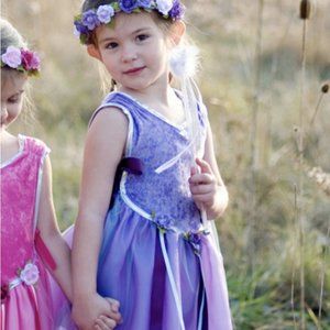 Fairycore Velvet Cape Princess Tutu Costume Play Dress 7 8 2pc Set